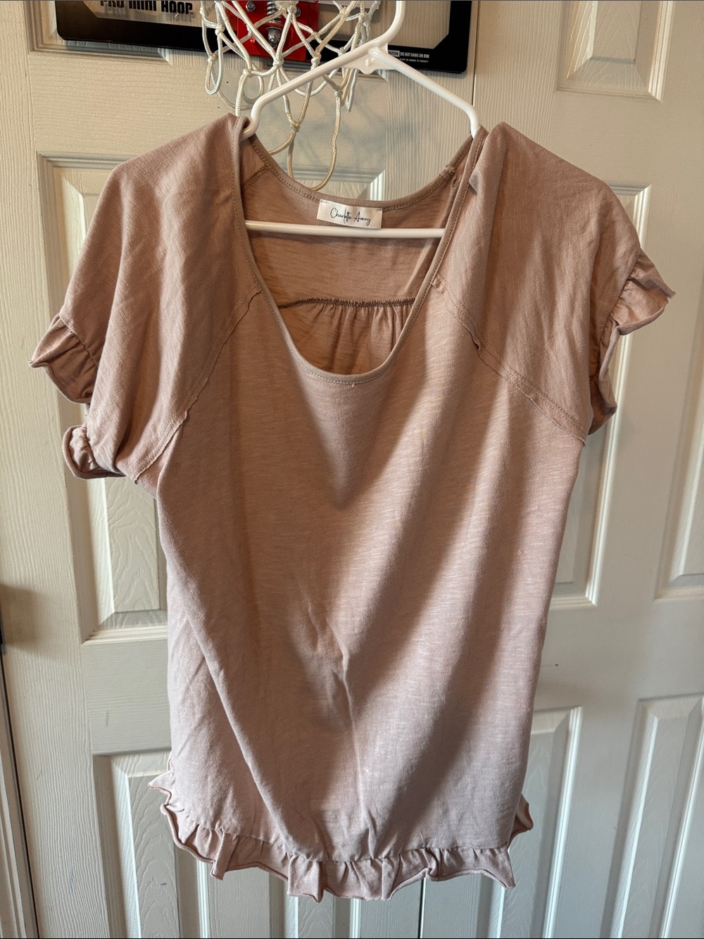 Charlotte Avery Mauve Scoop-Neck Short Sleeve Tee